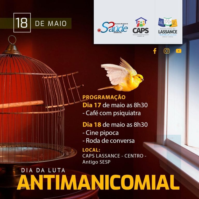 Participe conosco das comemorações da Luta Antimanicomial!